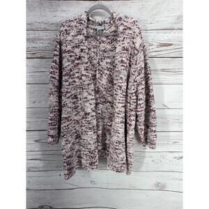 Catherines Women's Knit Purple Pink Open Front Fuzzy Cardigan Size 5X